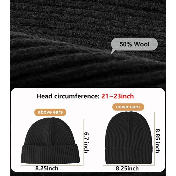 Handmade Cuffed Skull Cap - Warm Wool & Acrylic Beanie for Every Occasion - Picture 2 of 6